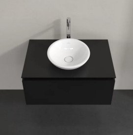 Тумба під раковину Villeroy&Boch Legato 80х50 см МДФ/ДСП чорний матовий лак B56900PD