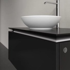 Тумба під раковину Villeroy&Boch Legato 80х50 см МДФ/ДСП чорний матовий лак B56900PD
