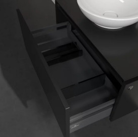 Тумба під раковину Villeroy&Boch Legato 80х50 см МДФ/ДСП чорний матовий лак B56900PD