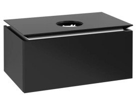 Тумба під раковину Villeroy&Boch Legato 80х50 см МДФ/ДСП чорний матовий лак B56900PD