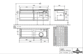 Тумба под раковину Villeroy & Boch Legato 140х55 см МДФ/ДСП черный матовый лак B59000PD