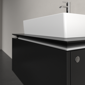 Тумба під раковину Villeroy&Boch Legato 80х38 см МДФ/ДСП чорний матовий лак B60100PD