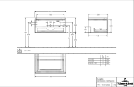Тумба під раковину Villeroy & Boch Legato 80х38 см ДСП кам'яний дуб B67800RK