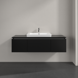 Тумба під раковину Villeroy&Boch Legato 140х38 см МДФ/ДСП чорний матовий лак B68400PD
