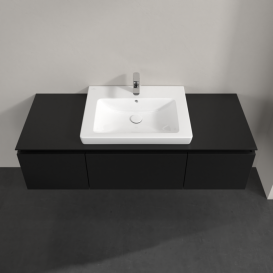 Тумба під раковину Villeroy&Boch Legato 140х38 см МДФ/ДСП чорний матовий лак B68400PD