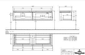 Тумба под раковину Villeroy & Boch Legato 160х38 см МДФ/ДСП черный матовый лак B69200PD