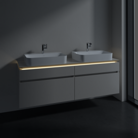 Тумба под раковину Villeroy & Boch Legato 160х55 см с подсветкой ДСП нежно-серый B768L0VK