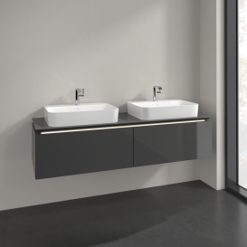 Тумба под раковину Villeroy & Boch Legato 160х38 см с подсветкой МДФ/ДСП глянцевый серый B767L0FP