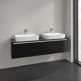 Тумба под раковину Villeroy & Boch Legato 160х38 см с подсветкой МДФ/ДСП черный матовый лак B767L0PD