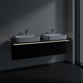 Тумба под раковину Villeroy & Boch Legato 160х38 см с подсветкой МДФ/ДСП черный матовый лак B767L0PD