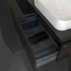 Тумба под раковину Villeroy & Boch Legato 160х38 см с подсветкой МДФ/ДСП черный матовый лак B767L0PD