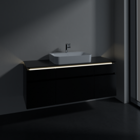 Тумба под раковину Villeroy & Boch Legato 140х55 см с подсветкой МДФ/ДСП черный матовый лак B760L0PD