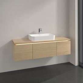 Тумба под раковину Villeroy & Boch Legato 140х38 см с подсветкой ДСП северный дуб B759L0VJ