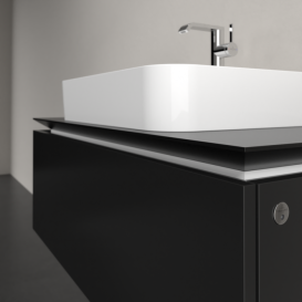 Тумба под раковину Villeroy & Boch Legato 100х38 см с подсветкой МДФ/ДСП черный матовый лак B755L0PD