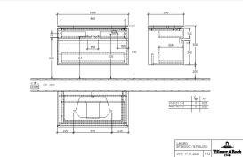 Тумба під раковину Villeroy&Boch Legato 100х55 см з підсвічуванням МДФ/ДСП чорний матовий лак B756L0PD