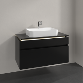 Тумба під раковину Villeroy&Boch Legato 100х55 см з підсвічуванням МДФ/ДСП чорний матовий лак B756L0PD