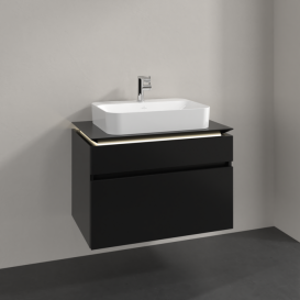 Тумба под раковину Villeroy & Boch Legato 80х55 см с подсветкой МДФ/ДСП черный матовый лак B754L0PD