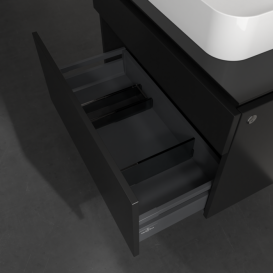 Тумба под раковину Villeroy & Boch Legato 80х55 см с подсветкой МДФ/ДСП черный матовый лак B754L0PD