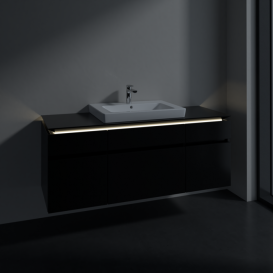 Тумба под раковину Villeroy & Boch Legato 140х55 см с подсветкой МДФ/ДСП черный матовый лак B685L0PD