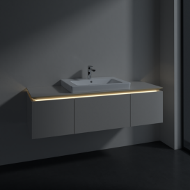 Тумба под раковину Villeroy & Boch Legato 140х38 см с подсветкой ДСП нежно-серый B684L0VK