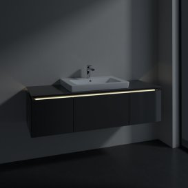 Тумба под раковину Villeroy & Boch Legato 140х38 см с подсветкой МДФ/ДСП глянцевый серый B684L0FP