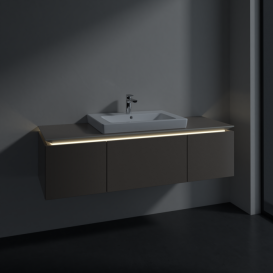 Тумба під раковину Villeroy & Boch Legato 140х38 см з підсвічуванням ДСП сірий трюфель B684L0VG