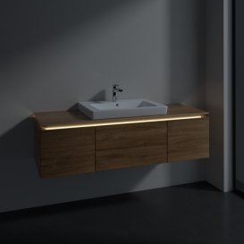 Тумба під раковину Villeroy & Boch Legato 140х38 см з підсвічуванням ДСП дуб канзас B684L0RH