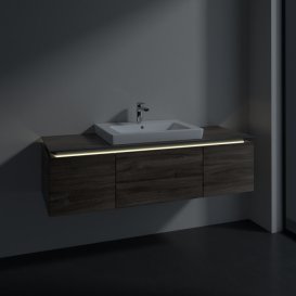 Тумба под раковину Villeroy & Boch Legato 140х38 см с подсветкой ДСП каменный дуб B684L0RK