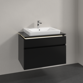 Тумба под раковину Villeroy & Boch Legato 80х55 см с подсветкой МДФ/ДСП черный матовый лак B679L0PD