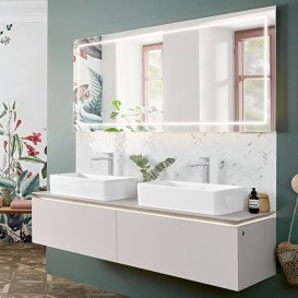 Тумба под раковину Villeroy & Boch Legato 160х38 см с подсветкой ДСП нежно-серый B599L0VK