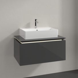 Тумба под раковину Villeroy & Boch Legato 80х38 см с подсветкой МДФ/ДСП глянцевый серый B601L0FP