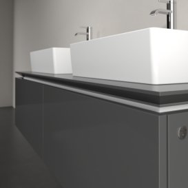 Тумба під раковину Villeroy & Boch Legato 140х38 см з підсвічуванням МДФ/ДСП глянсовий сірий B668L0FP