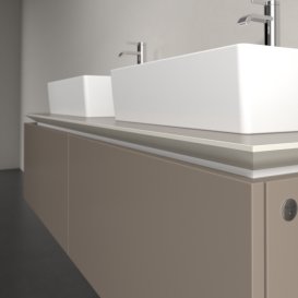 Тумба под раковину Villeroy & Boch Legato 140х38 см с подсветкой ДСП трюфель серый B668L0VG