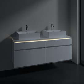 Тумба під раковину Villeroy & Boch Legato 140х55 см з підсвічуванням МДФ/ДСП білий глянсовий B669L0DH