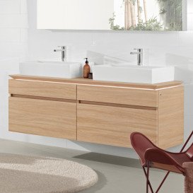 Тумба під раковину Villeroy&Boch Legato 140х55 см з підсвічуванням МДФ/ДСП чорний матовий лак B669L0PD