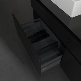 Тумба під раковину Villeroy&Boch Legato 140х55 см з підсвічуванням МДФ/ДСП чорний матовий лак B669L0PD