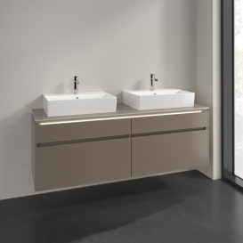 Тумба под раковину Villeroy & Boch Legato 160х55 см с подсветкой ДСП трюфель серый B677L0VG