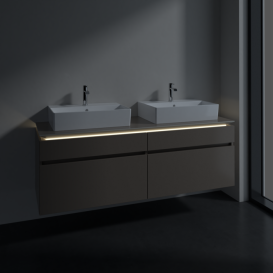 Тумба под раковину Villeroy & Boch Legato 160х55 см с подсветкой ДСП трюфель серый B677L0VG