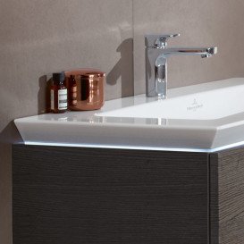 Тумба под раковину Villeroy & Boch Legato 160х55 см с подсветкой МДФ/ДСП черный матовый лак B677L0PD