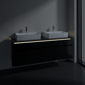 Тумба под раковину Villeroy & Boch Legato 160х55 см с подсветкой МДФ/ДСП черный матовый лак B677L0PD