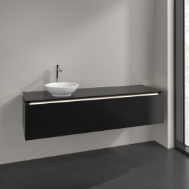 Тумба под раковину Villeroy & Boch Legato 160х38 см с подсветкой МДФ/ДСП черный матовый лак B595L0PD
