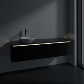 Тумба под раковину Villeroy & Boch Legato 160х38 см с подсветкой МДФ/ДСП черный матовый лак B595L0PD