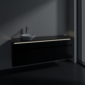 Тумба під раковину Villeroy&Boch Legato 160х55 см з підсвічуванням МДФ/ДСП чорний матовий лак B596L0PD