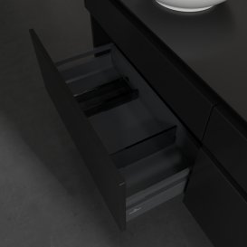 Тумба під раковину Villeroy&Boch Legato 160х55 см з підсвічуванням МДФ/ДСП чорний матовий лак B596L0PD