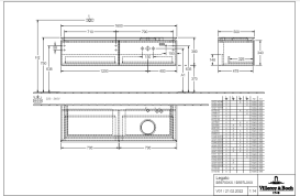 Тумба під раковину Villeroy & Boch Legato 160х38 см з підсвічуванням ДСП кам'яний дуб B597L0RK