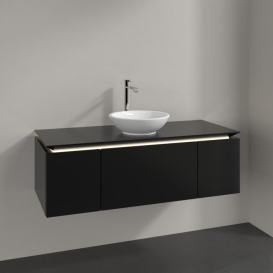 Тумба под раковину Villeroy & Boch Legato 120х38 см с подсветкой МДФ/ДСП черный матовый лак B577L0PD
