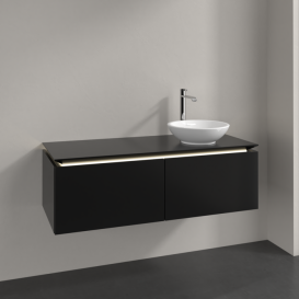 Тумба под раковину Villeroy & Boch Legato 120х38 см с подсветкой МДФ/ДСП черный матовый лак B581L0PD