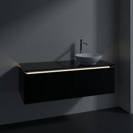 Тумба под раковину Villeroy & Boch Legato 120х38 см с подсветкой МДФ/ДСП черный матовый лак B581L0PD