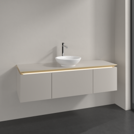 Тумба под раковину Villeroy & Boch Legato 140х38 см с подсветкой ДСП нежно-серый B585L0VK