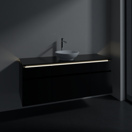 Тумба под раковину Villeroy & Boch Legato 140х55 см с подсветкой МДФ/ДСП черный матовый лак B586L0PD